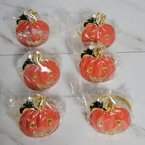 NWT Pumpkin Ring Set of 6 Autumn - Thanksgiving - Metal Orange Holder